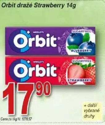 Hruška Orbit dražé Strawberry 14g nabídka
