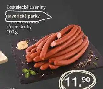 Potraviny CZ Kostelecké uzeniny javořické párky různé druhy 100 g nabídka