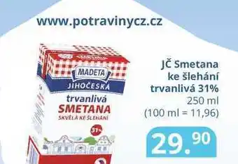 Potraviny CZ Jč smetana ke šlehání trvanlivá 31% 250 ml nabídka