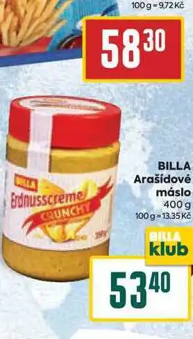 Billa Billa arašídové máslo 400 g nabídka