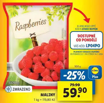 Lidl Maliny, 500 g nabídka