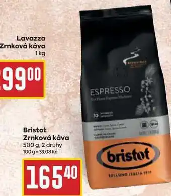Billa Bristot zrnková káva 500 g nabídka