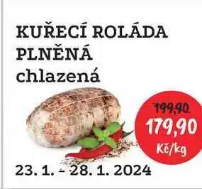 RABBIT řeznictví Kuřecí roláda plněná chlazená 1kg nabídka