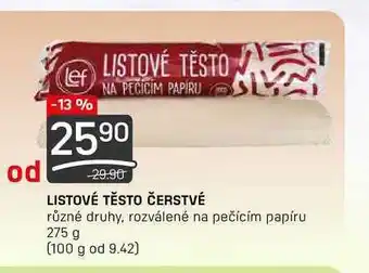 Flop Listové těsto čerstvé různé druhy, rozválené na pečícím papíru 275 g nabídka