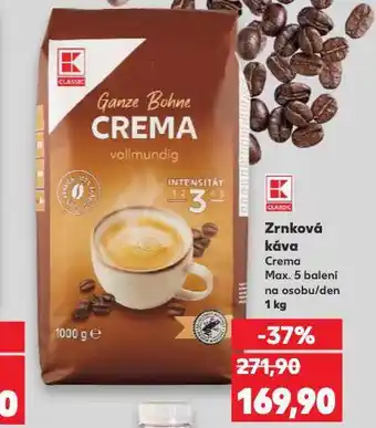 Kaufland Zrnková káva crema nabídka