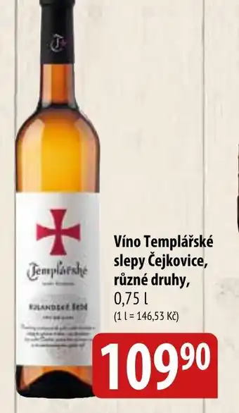 Bala Víno Templářské slepy Čejkovice, různé druhy, 0,75 L nabídka
