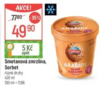 Globus Smetanová zmrzlina, Sorbet nabídka