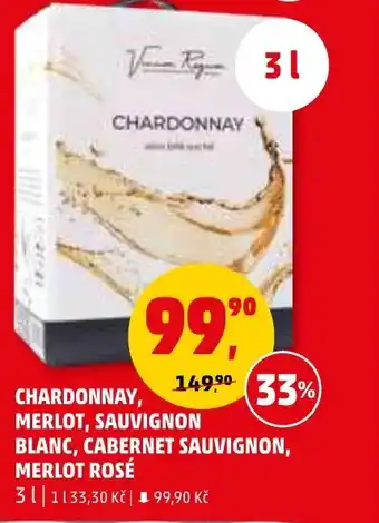 Penny Market CHARDONNAY, MERLOT, SAUVIGNON BLANC, CABERNET SAUVIGNON, MERLOT ROSÉ 3 l. nabídka