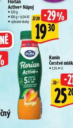 Albert Florian active+ nápoj nabídka