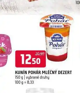 Terno Kunín pohár mléčný dezert nabídka