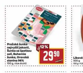 Billa Pražská šunka nejvyšší jakosti nabídka