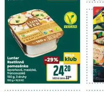 Billa Lunter rostlinná pomazánka nabídka