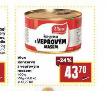Billa Viva konzerva s vepřovým masem nabídka