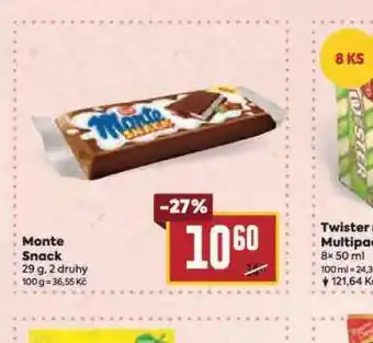 Billa Monte snack nabídka