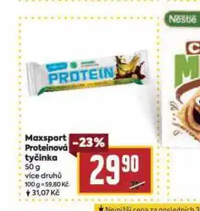 Billa Maxsport proteinová tyčinka nabídka