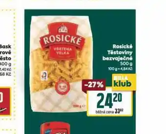 Billa Rosické těstoviny bezvaječné nabídka