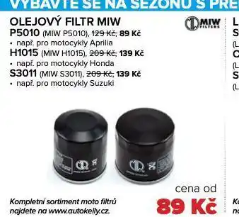 Auto Kelly Olejový filtr miw nabídka