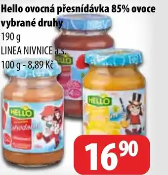 Hello ovocná přesnídávka 85% ovoce vybrané druhy