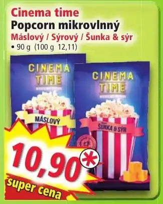 Norma Cinema time Popcorn mikrovlnný Máslový / Sýrový / Šunka & sýr nabídka