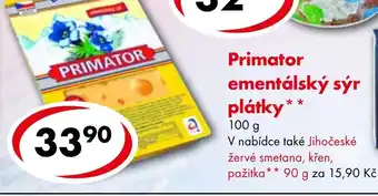 CBA Primator ementálský sýr plátky nabídka