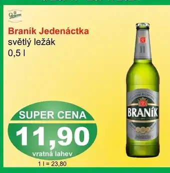 PLUS JIP Braník Jedenáctka světlý ležák 0.5 l. nabídka