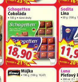 Norma Schogetten čokoláda nabídka