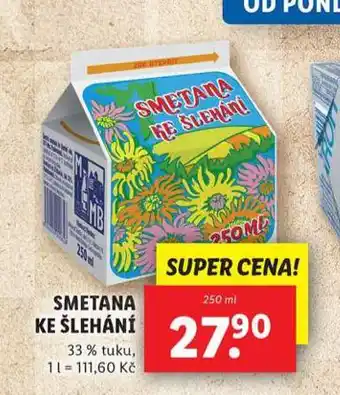 Lidl Smetana ke šlehání nabídka