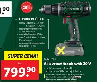 Lidl Aku vrtací šroubovák 20 V nabídka