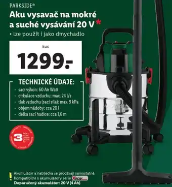 Lidl Aku vysavač na mokré a suché vysávání 20 V nabídka