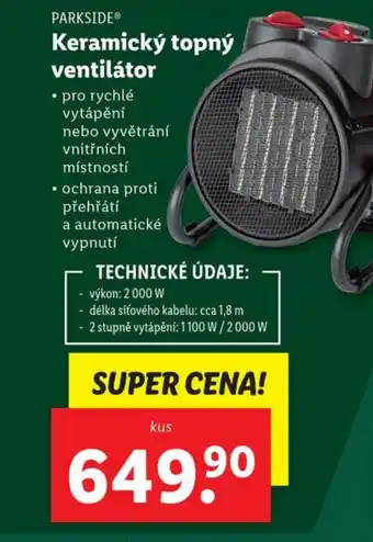 Lidl Keramický topný ventilátor nabídka