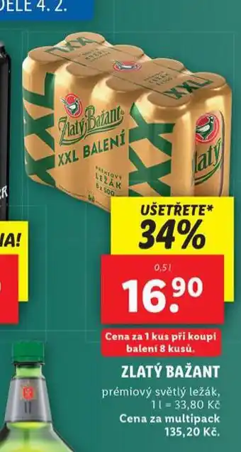 Lidl Pivo zlatý bažant nabídka