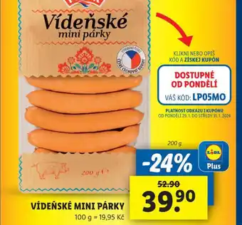 Lidl Vídeňské mini párky nabídka