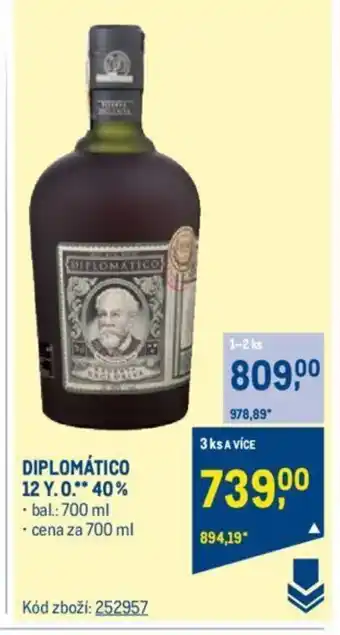 Makro DIPLOMÁTICO 12 Y.O 40% nabídka
