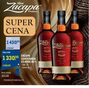 Makro ZACAPA CENTENARIA 23 AÑOS 40% nabídka