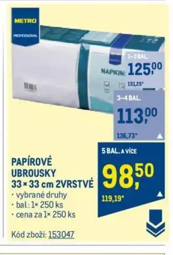 Makro PAPÍROVÉ UBROUSKY 33 x 33 cm 2VRSTVÉ nabídka