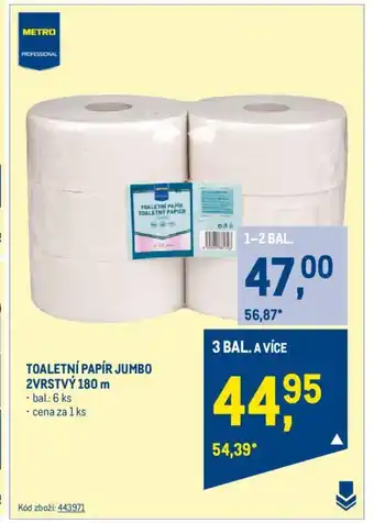 Makro TOALETNÍ PAPÍR JUMBO 2VRSTVÝ 180 m nabídka