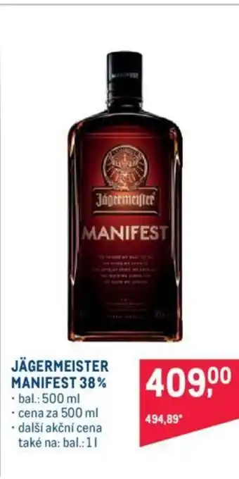 Makro JÄGERMEISTER MANIFEST 38% nabídka