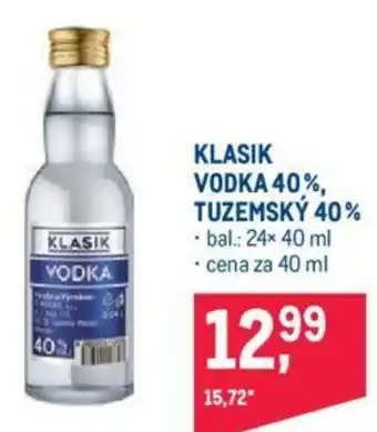 Makro KLASIK VODKA 40%, TUZEMSKÝ 40% nabídka