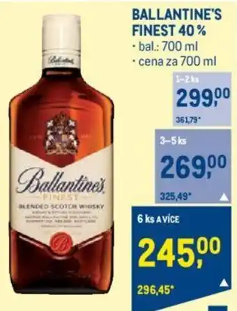Makro BALLANTINE'S FINEST 40% nabídka