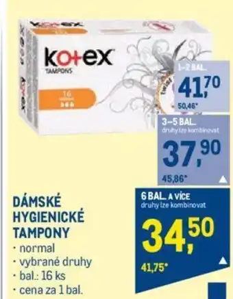 Makro DÁMSKÉ HYGIENICKÉ TAMPONY nabídka
