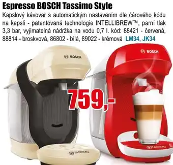 EVA Espresso BOSCH Tassimo Style nabídka
