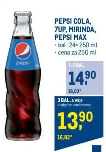 Makro PEPSI COLA, 7UP, MIRINDA, PEPSI MAX nabídka