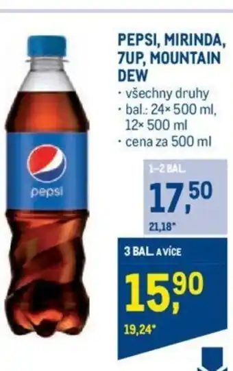 Makro PEPSI, MIRINDA, 7UP, MOUNTAIN DEW nabídka