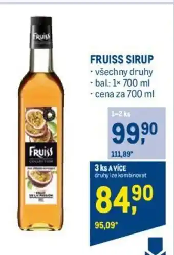 Makro FRUISS SIRUP nabídka