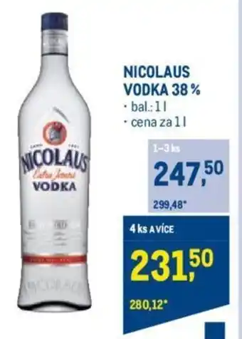 Makro NICOLAUS VODKA 38% nabídka
