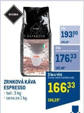 Makro ZRNKOVÁ KÁVA ESPRESSO nabídka
