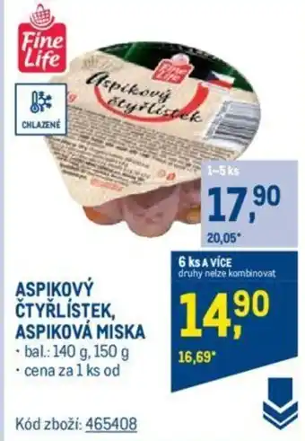 Makro ASPIKOVÝ ČTYŘLÍSTEK, ASPIKOVÁ MISKA nabídka