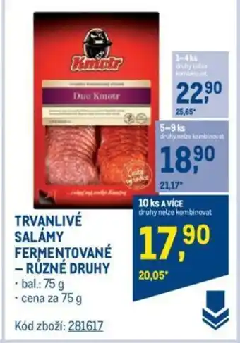 Makro TRVANLIVÉ SALÁMY FERMENTOVANÉ RUZNE DRUHY nabídka
