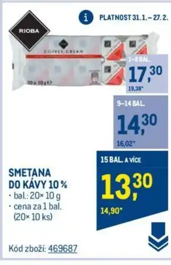 Makro SMETANA DO KÁVY 10% nabídka