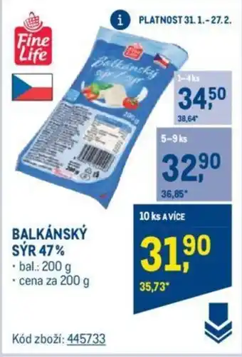 Makro BALKÁNSKÝ SÝR 47% nabídka